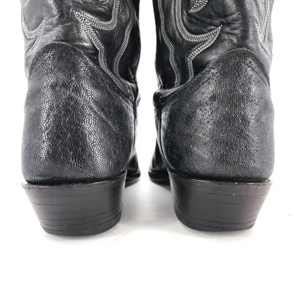 Vintage Nocona Exotic Elephant Print Men 9.5D Black Leather Cowboy Western Boots - Picture 2 of 15